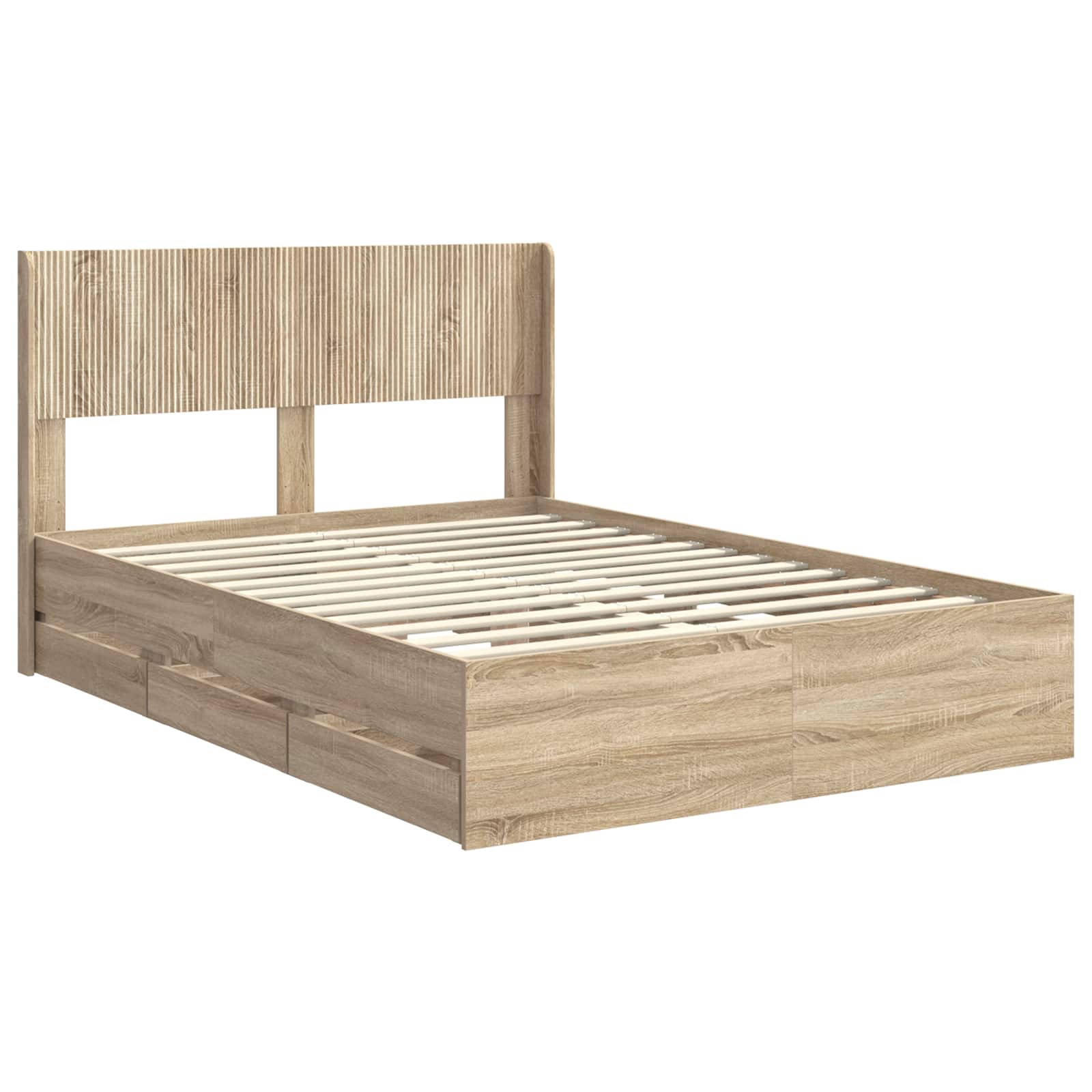 vidaXL Bed Frame with Storage and Headboard Sonoma Oak 120 x 190 cm 4