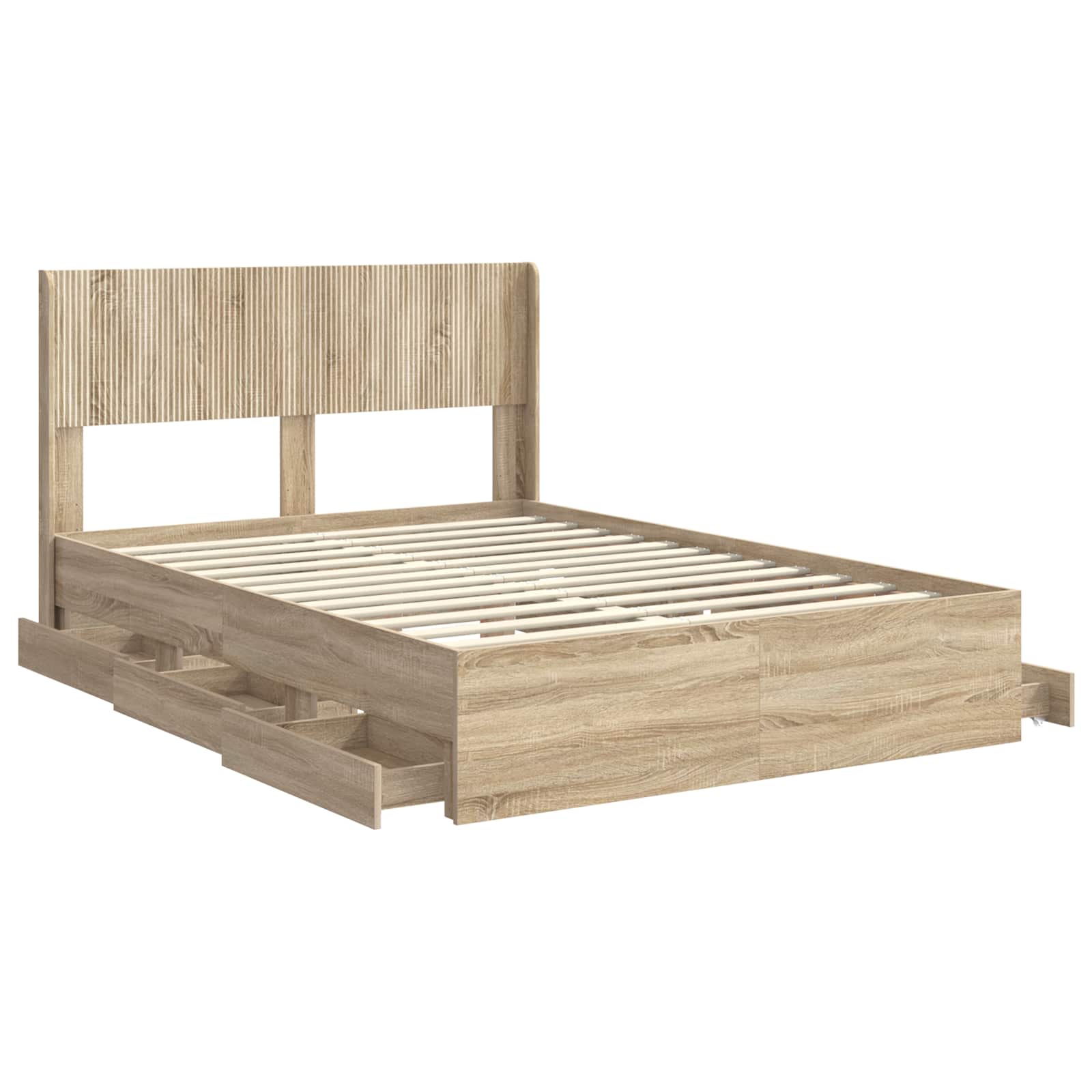 vidaXL Bed Frame with Storage and Headboard Sonoma Oak 120 x 190 cm 5
