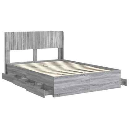 vidaXL Bed Frame with Storage and Headboard Grey Sonoma 120 x 190 cm 5
