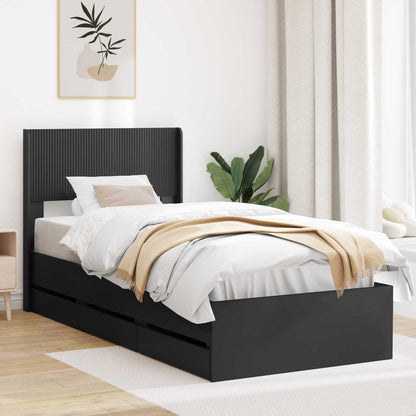 vidaXL Bed Frame with Storage and Headboard Length 200 cm Black