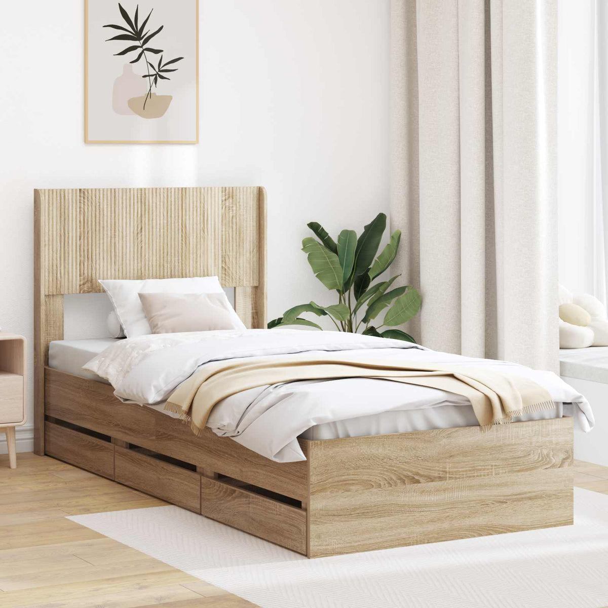 vidaXL Bed Frame with Storage and Headboard Length 190 cm