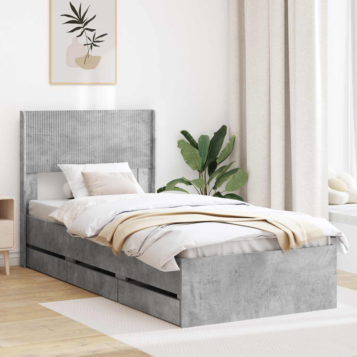 vidaXL Bed Frame with Storage and Headboard Length 190 cm
