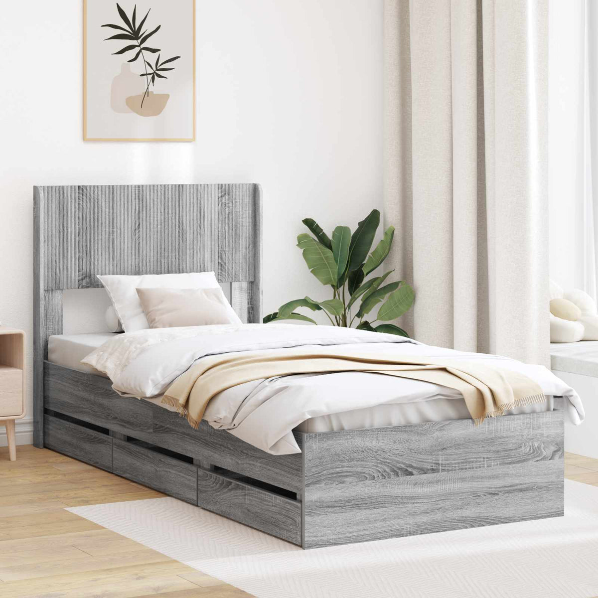 vidaXL Bed Frame with Storage and Headboard Length 190 cm
