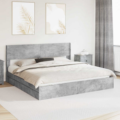 Bed Frame with Storage and Headboard Length 200 cm Concrete Grey 200 cm