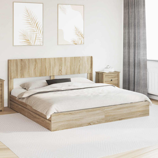 vidaXL Bed Frame with Storage and Headboard Sonoma Oak 180 x 200 cm 1