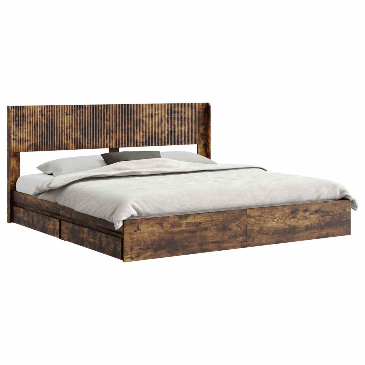 vidaXL Bed Frame with Storage and Headboard Smoked Oak 180 x 200 cm 2