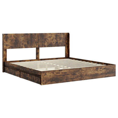 vidaXL Bed Frame with Storage and Headboard Smoked Oak 180 x 200 cm 4