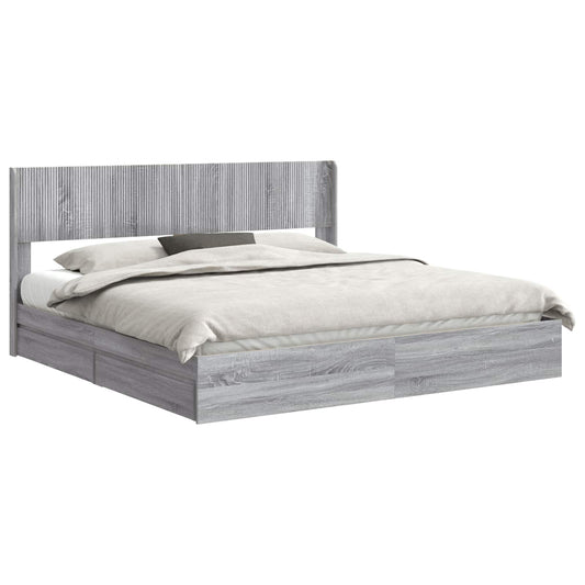 vidaXL Bed Frame with Storage and Headboard Grey Sonoma 180 x 200 cm 2
