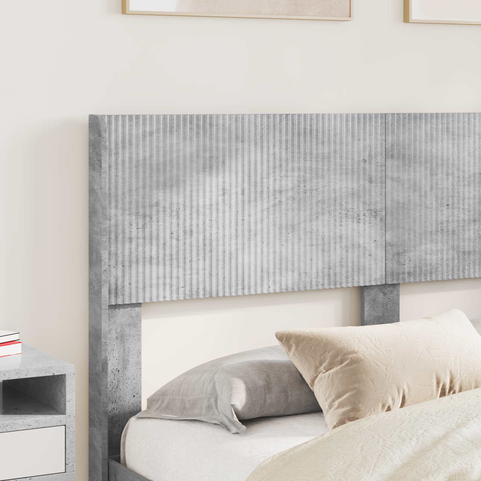 vidaXL Bed Frame with Storage and Headboard Concrete Grey 150 x 200 cm 3