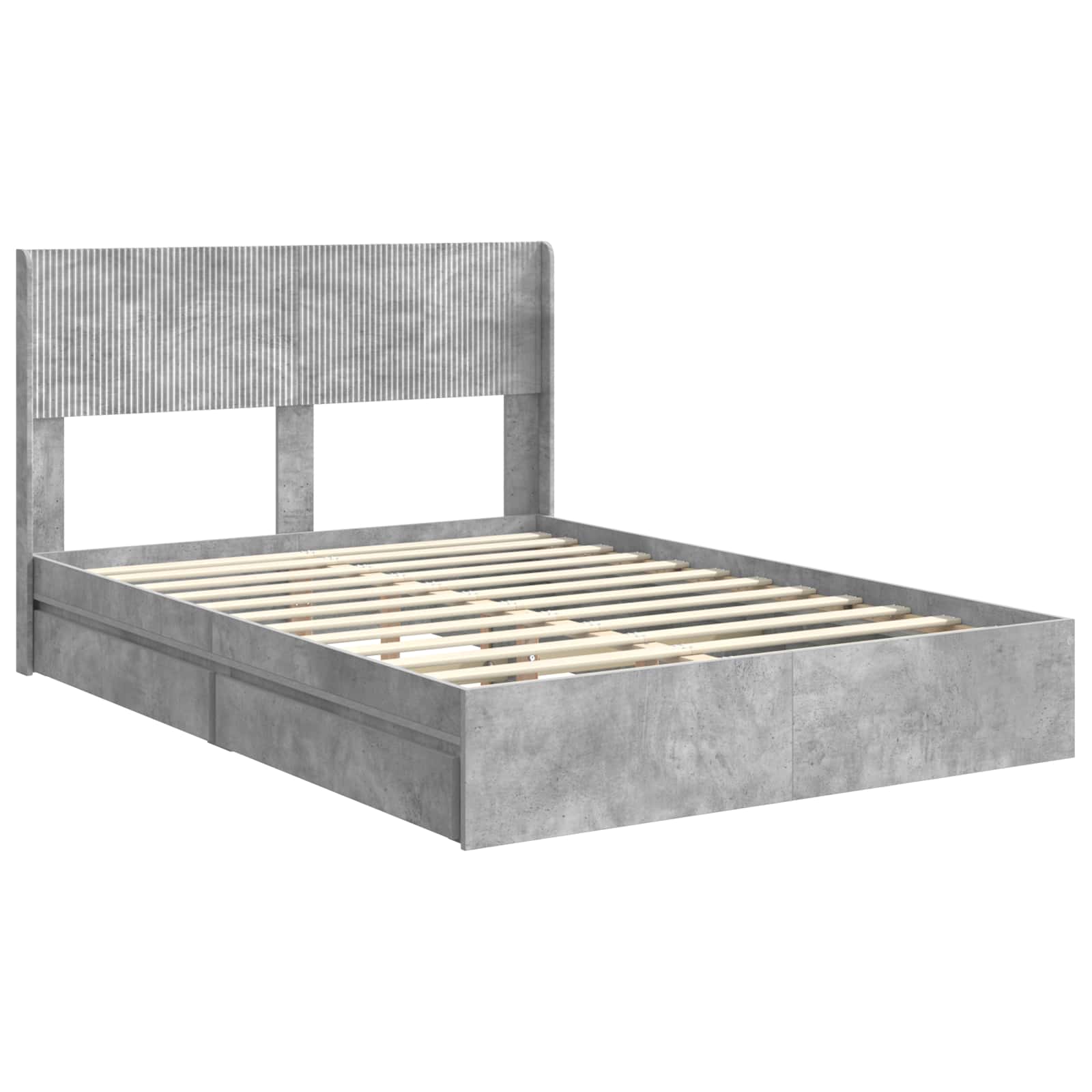 vidaXL Bed Frame with Storage and Headboard Concrete Grey 150 x 200 cm 4
