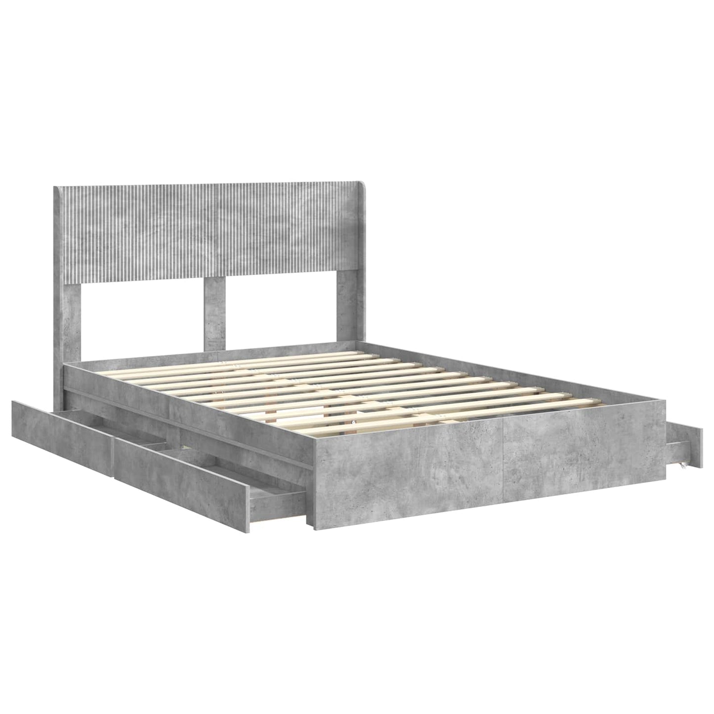 vidaXL Bed Frame with Storage and Headboard Concrete Grey 150 x 200 cm 5