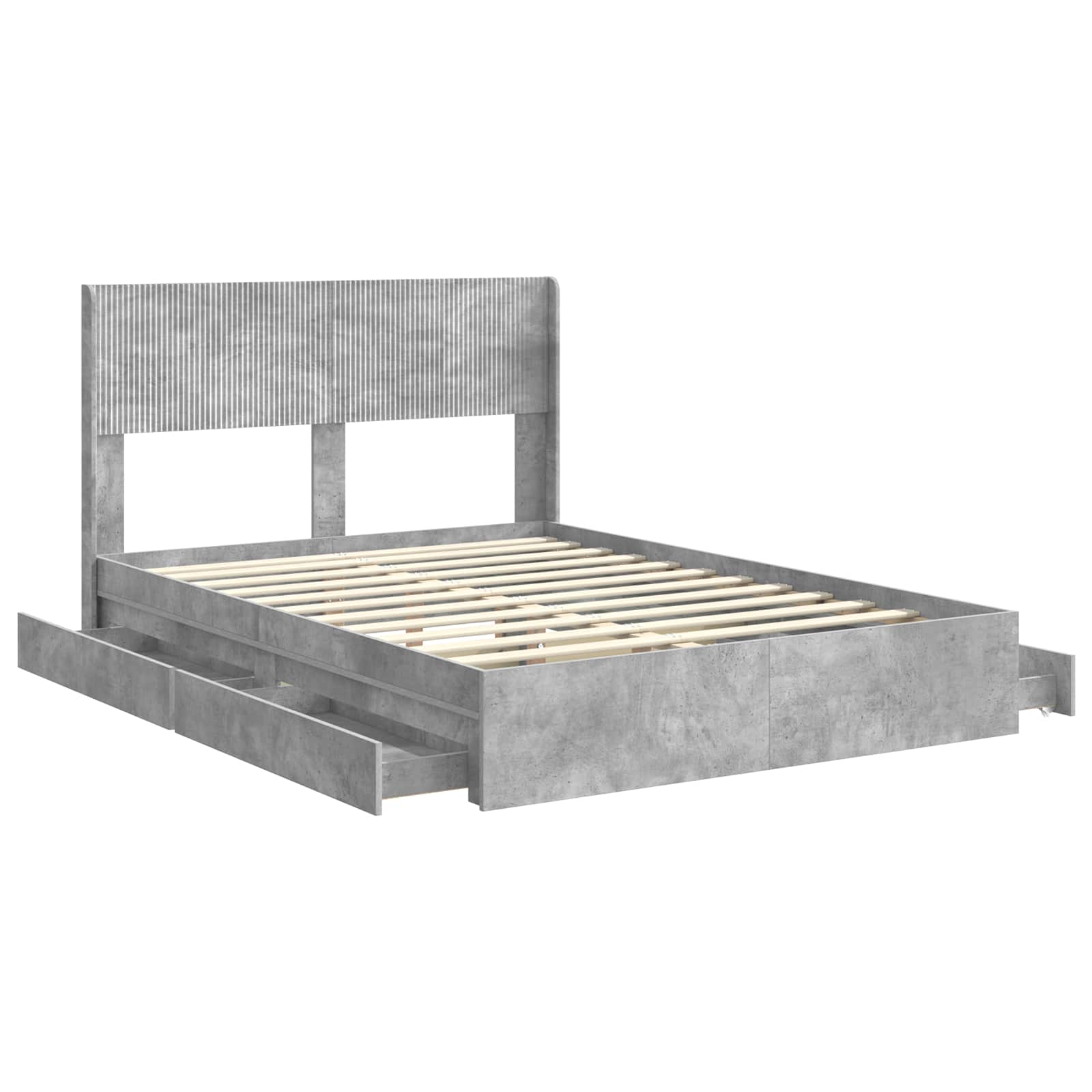 vidaXL Bed Frame with Storage and Headboard Concrete Grey 150 x 200 cm 5