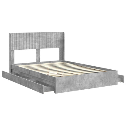 vidaXL Bed Frame with Storage and Headboard Concrete Grey 150 x 200 cm 5