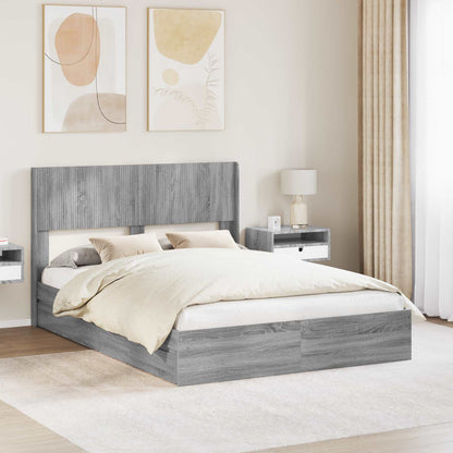 vidaXL Bed Frame with Storage and Headboard Grey Sonoma 150 x 200 cm 1