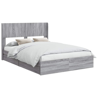 vidaXL Bed Frame with Storage and Headboard Grey Sonoma 150 x 200 cm 2