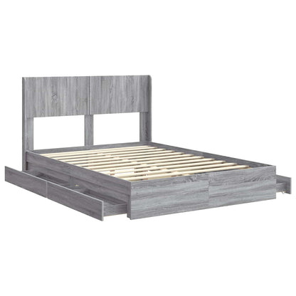 vidaXL Bed Frame with Storage and Headboard Grey Sonoma 150 x 200 cm 5
