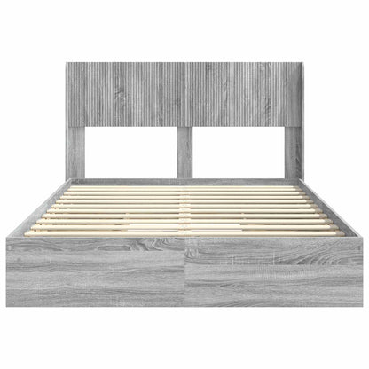 vidaXL Bed Frame with Storage and Headboard Grey Sonoma 150 x 200 cm 6