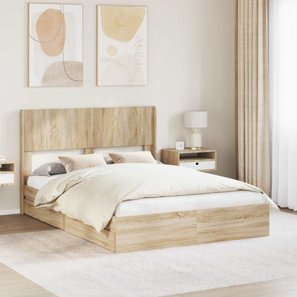 vidaXL Bed Frame with Storage and Headboard Sonoma Oak 140 x 200 cm 1