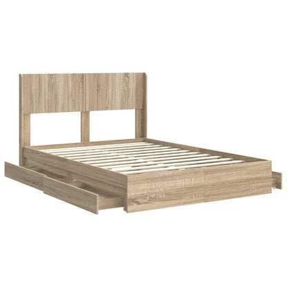 vidaXL Bed Frame with Storage and Headboard Sonoma Oak 140 x 200 cm 5
