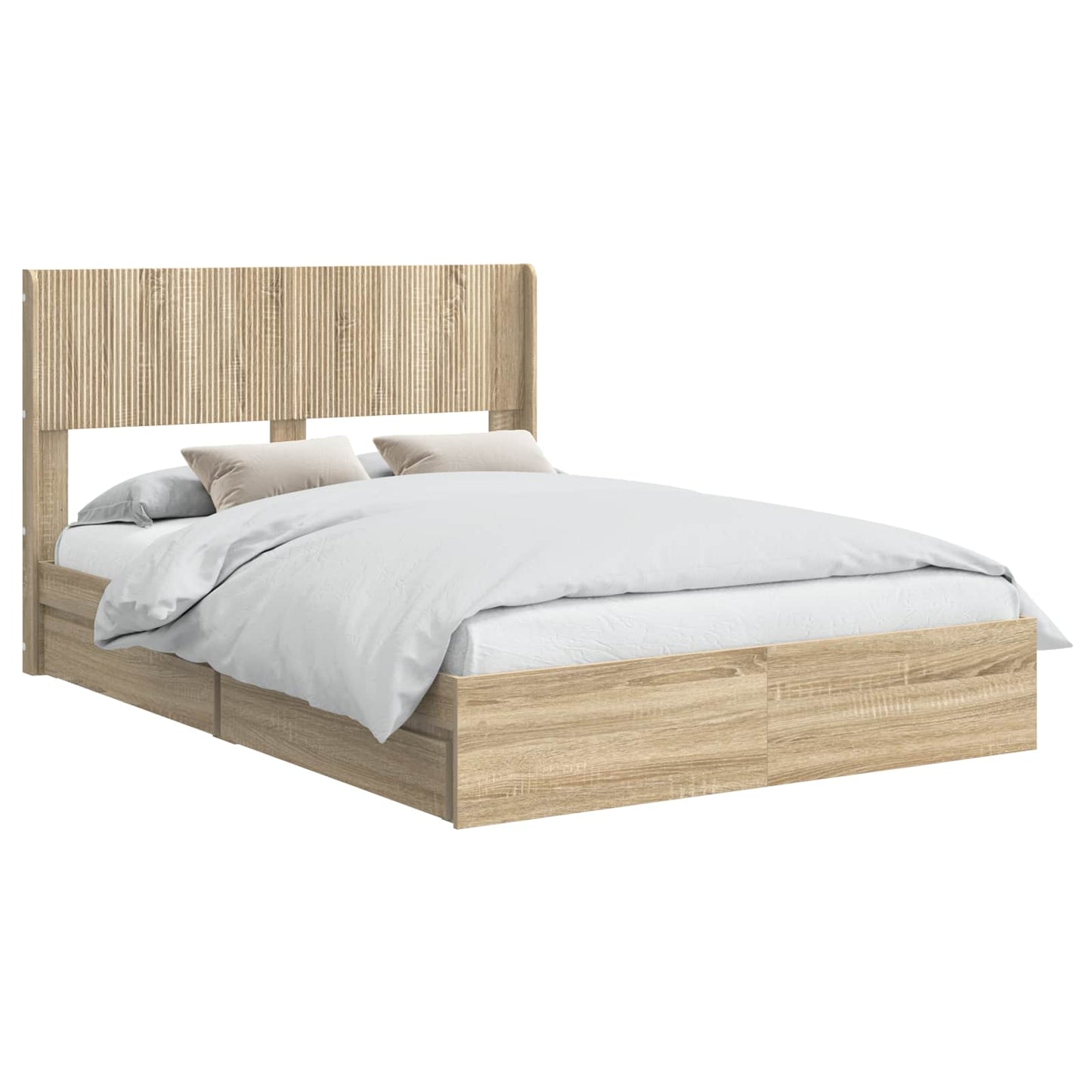 vidaXL Bed Frame with Storage and Headboard Sonoma Oak 140 x 190 cm 2