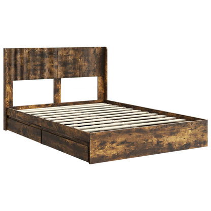 vidaXL Bed Frame with Storage and Headboard Smoked Oak 135 x 190 cm 4