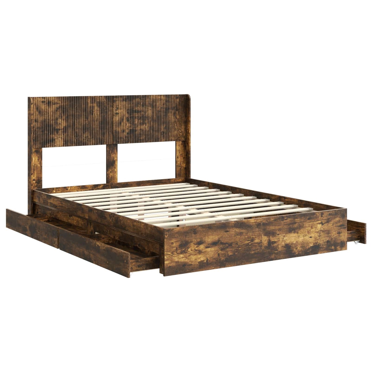 vidaXL Bed Frame with Storage and Headboard Smoked Oak 135 x 190 cm 5