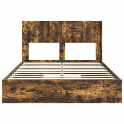 vidaXL Bed Frame with Storage and Headboard Smoked Oak 135 x 190 cm 6