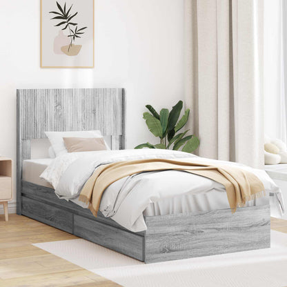 vidaXL Bed Frame with Storage and Headboard Length 200 cm Grey Sonoma