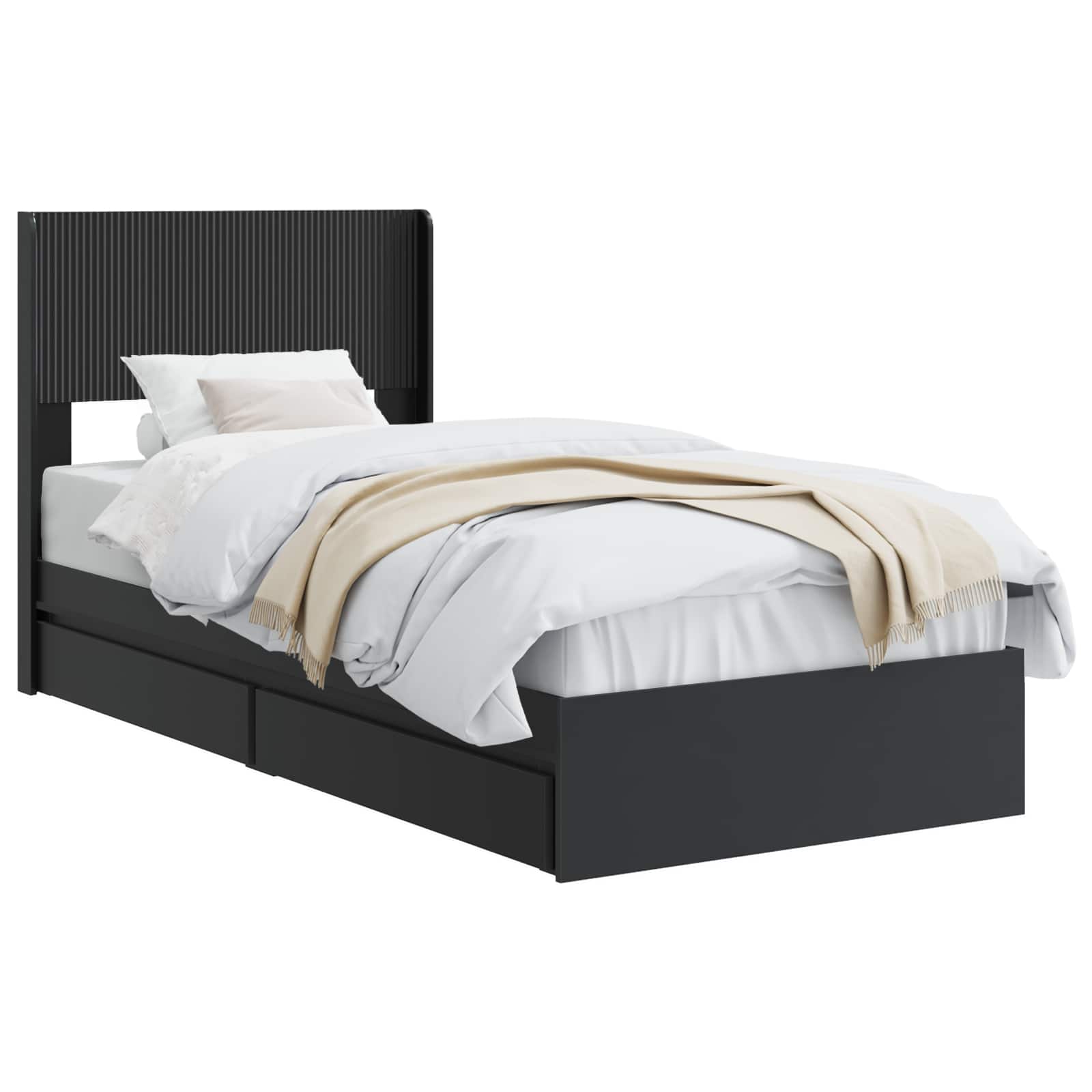 vidaXL Bed Frame with Storage and Headboard Black 90 x 190 cm 2