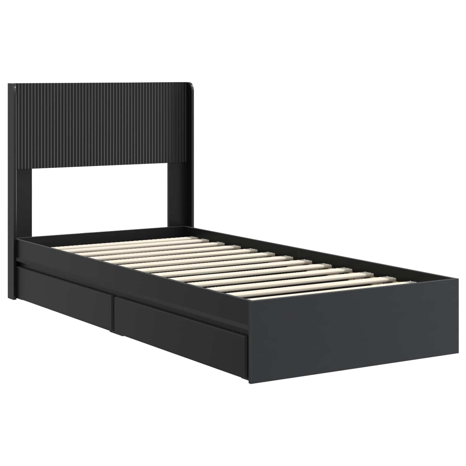 vidaXL Bed Frame with Storage and Headboard Black 90 x 190 cm 4