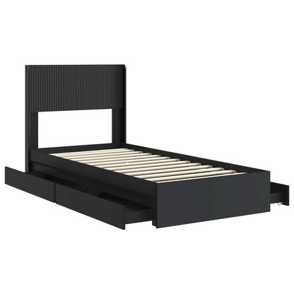 vidaXL Bed Frame with Storage and Headboard Black 90 x 190 cm 5