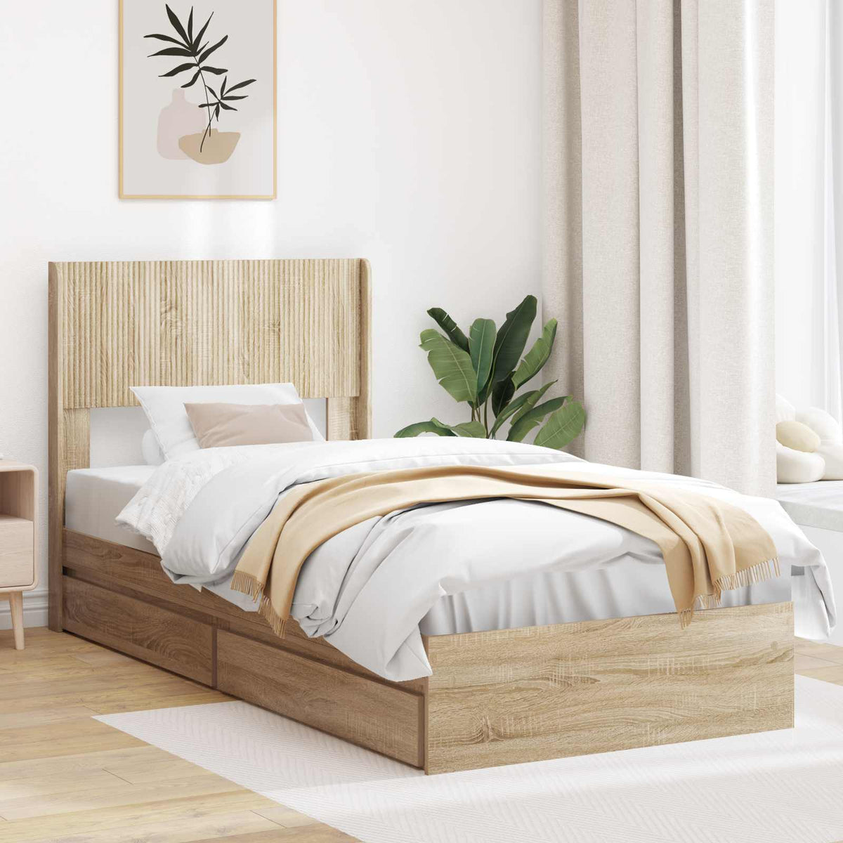 vidaXL Bed Frame with Storage and Headboard Length 190 cm