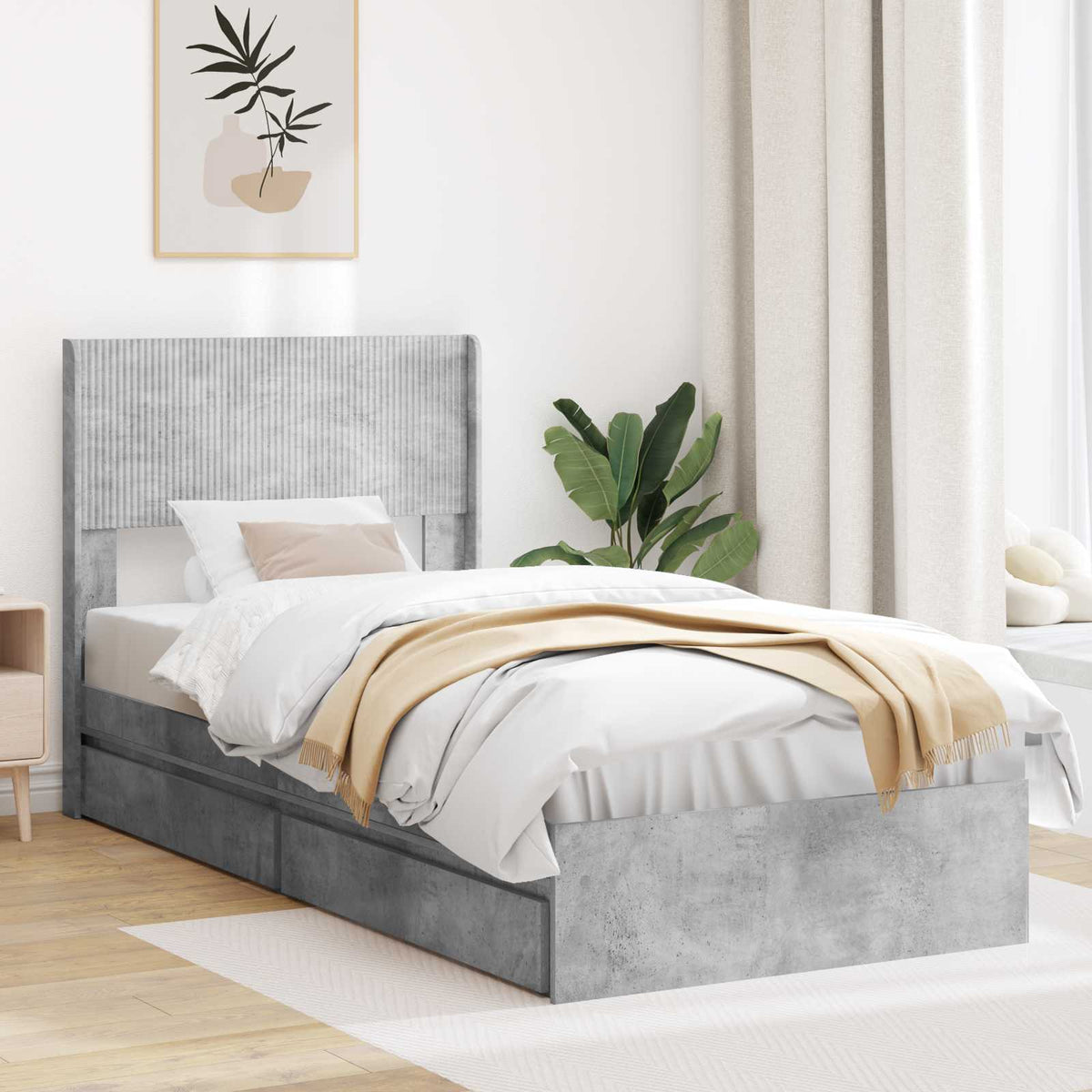 vidaXL Bed Frame with Storage and Headboard Length 190 cm
