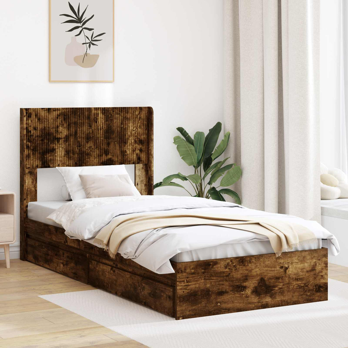 vidaXL Bed Frame with Storage and Headboard Length 190 cm