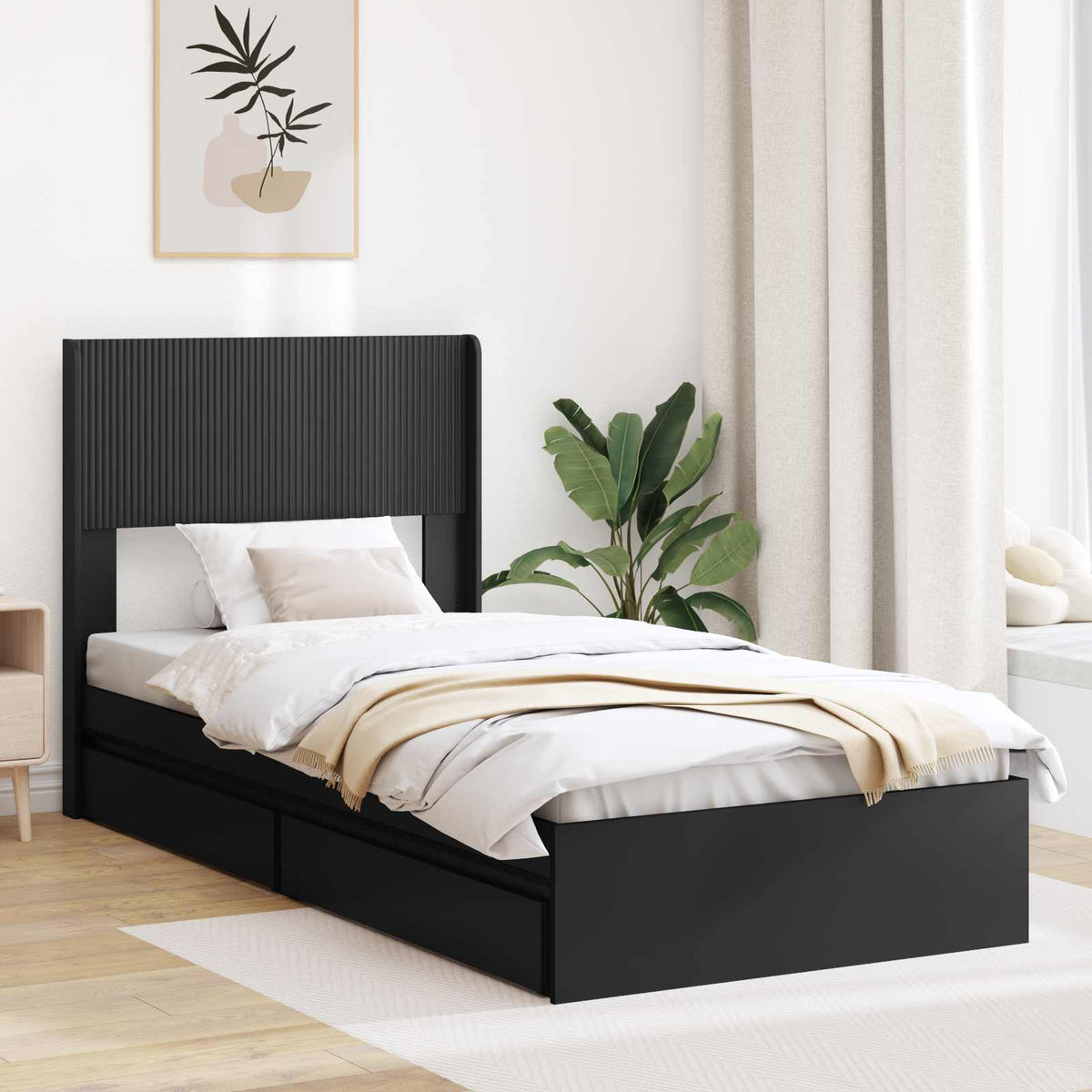 vidaXL Bed Frame with Storage and Headboard Length 190 cm