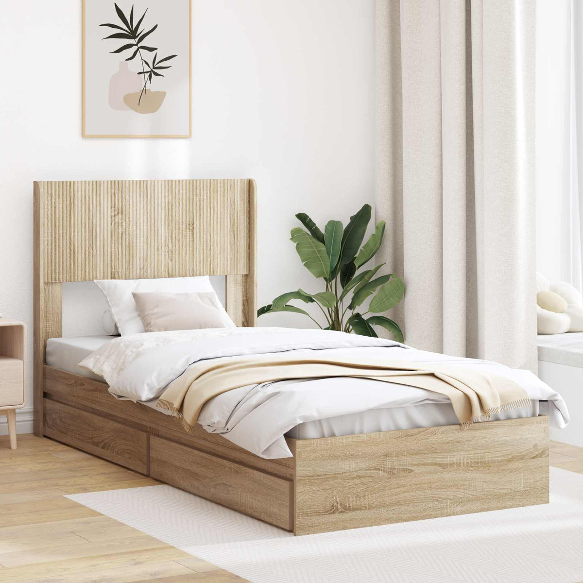 vidaXL Bed Frame with Storage and Headboard Length 190 cm