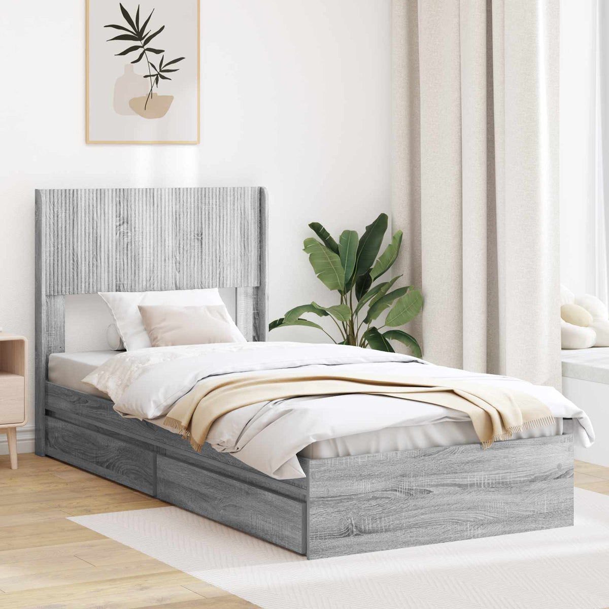 vidaXL Bed Frame with Storage and Headboard Length 190 cm
