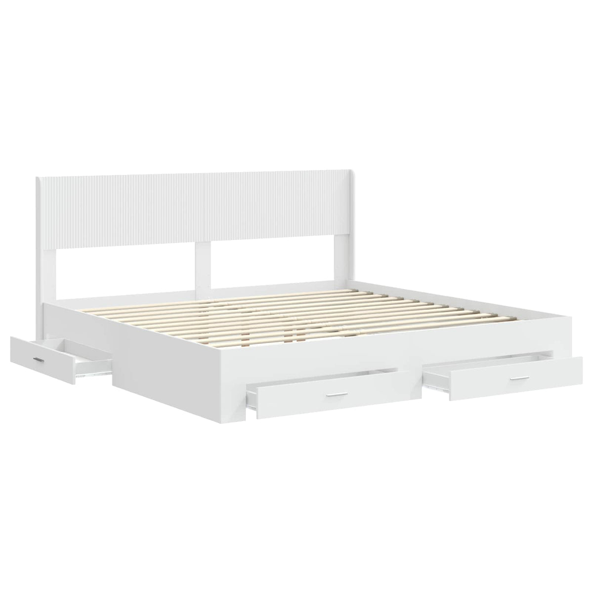 vidaXL Bed Frame with Storage and Headboard White Engineered Wood 5