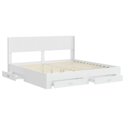 vidaXL Bed Frame with Storage and Headboard White Engineered Wood 5