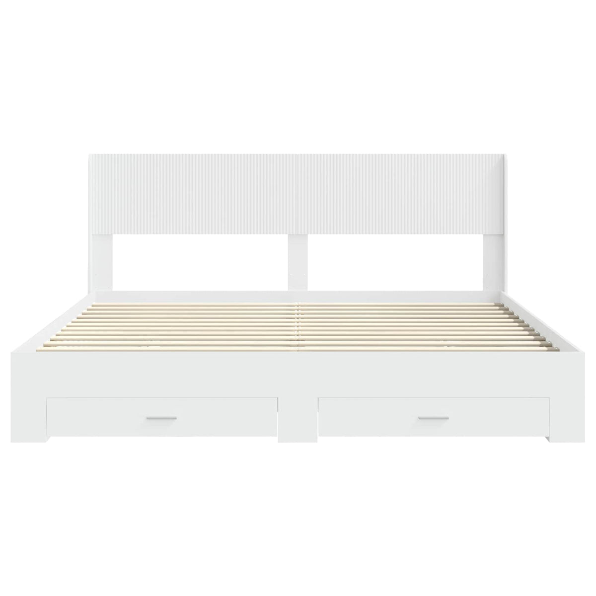 vidaXL Bed Frame with Storage and Headboard White Engineered Wood 6