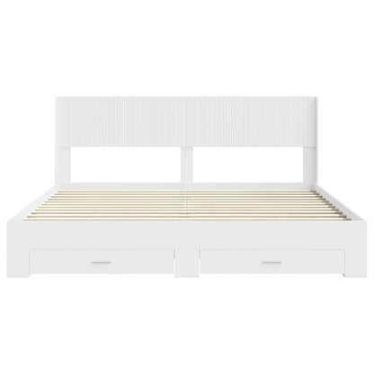 vidaXL Bed Frame with Storage and Headboard White Engineered Wood 6