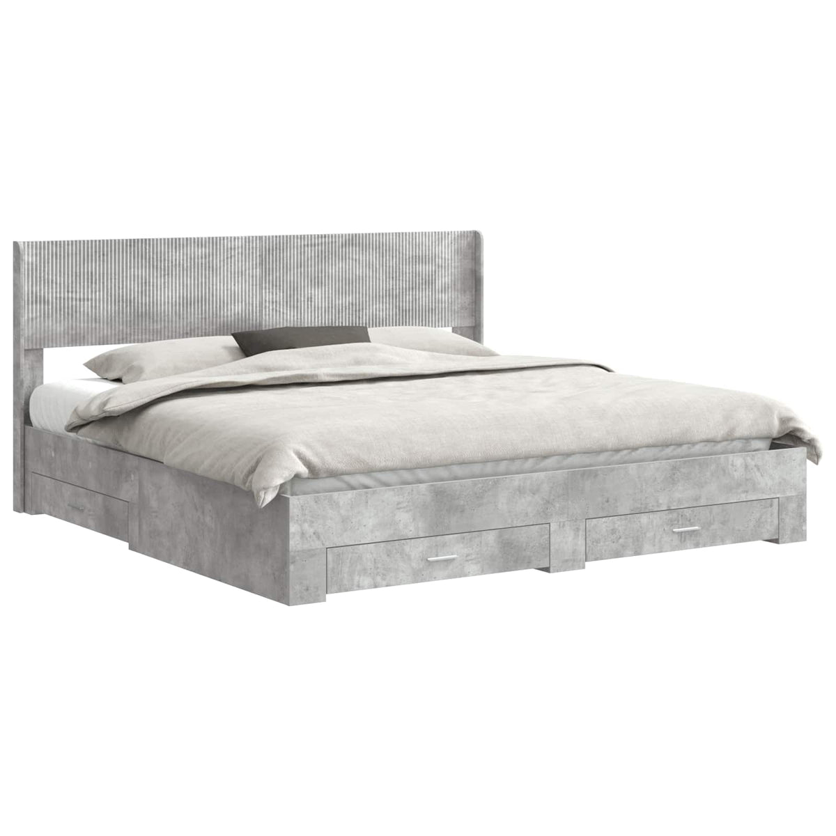 vidaXL Bed Frame with Storage and Headboard Concrete Grey 180 x 200 cm 2