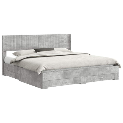 vidaXL Bed Frame with Storage and Headboard Concrete Grey 180 x 200 cm 2