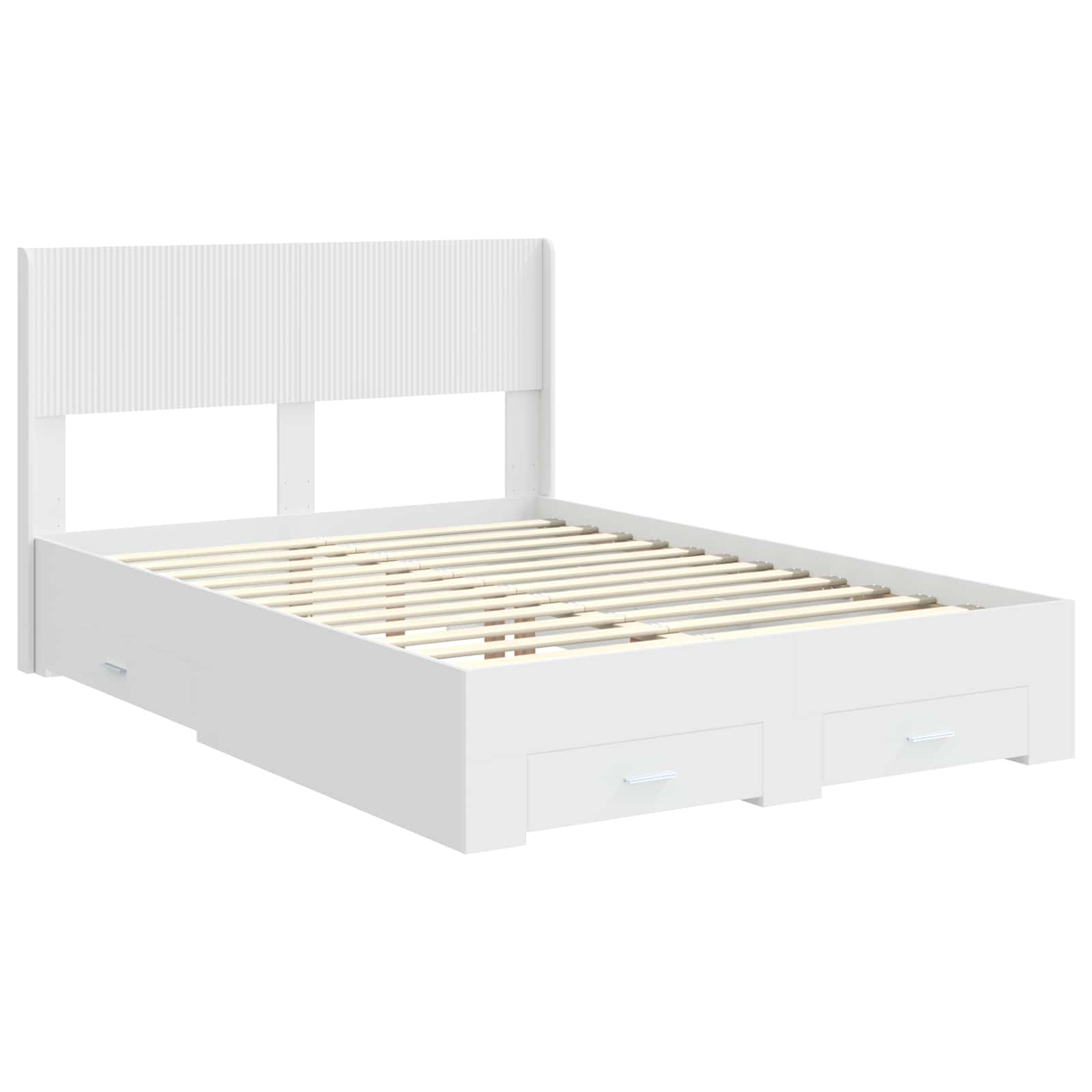 vidaXL Bed Frame with Storage and Headboard White Engineered Wood 4