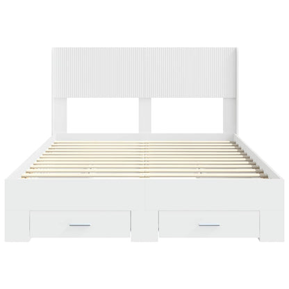 vidaXL Bed Frame with Storage and Headboard White Engineered Wood 6