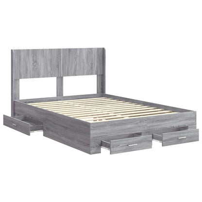 vidaXL Bed Frame with Storage and Headboard Grey Sonoma 5
