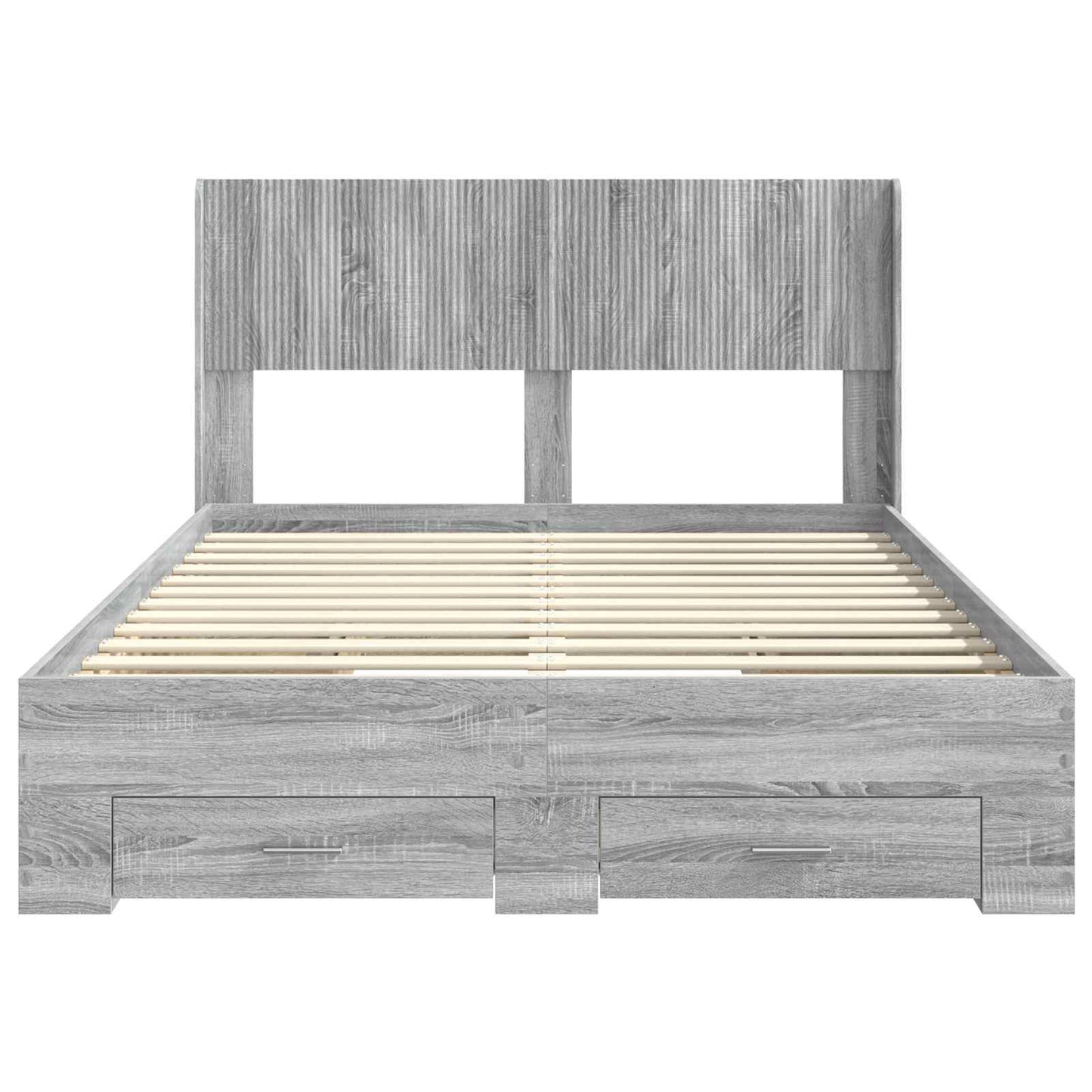 vidaXL Bed Frame with Storage and Headboard Grey Sonoma 6
