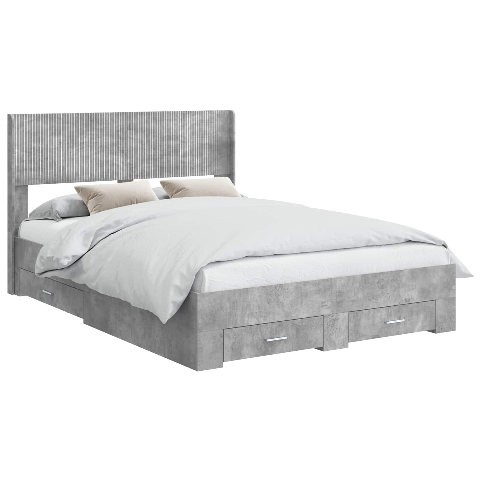 vidaXL Bed Frame with Storage and Headboard Concrete Grey 150 x 200 cm 2
