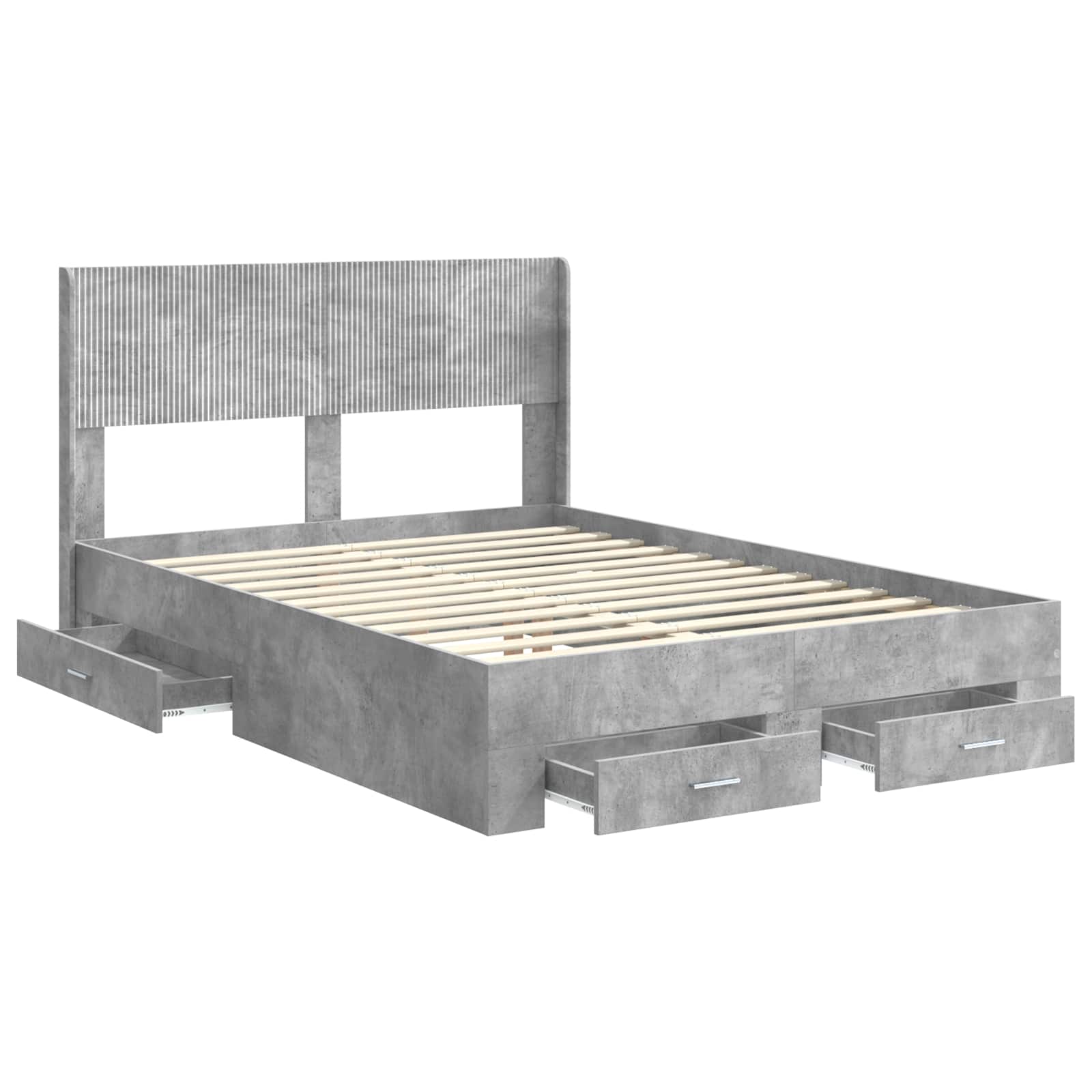vidaXL Bed Frame with Storage and Headboard Concrete Grey 150 x 200 cm 5