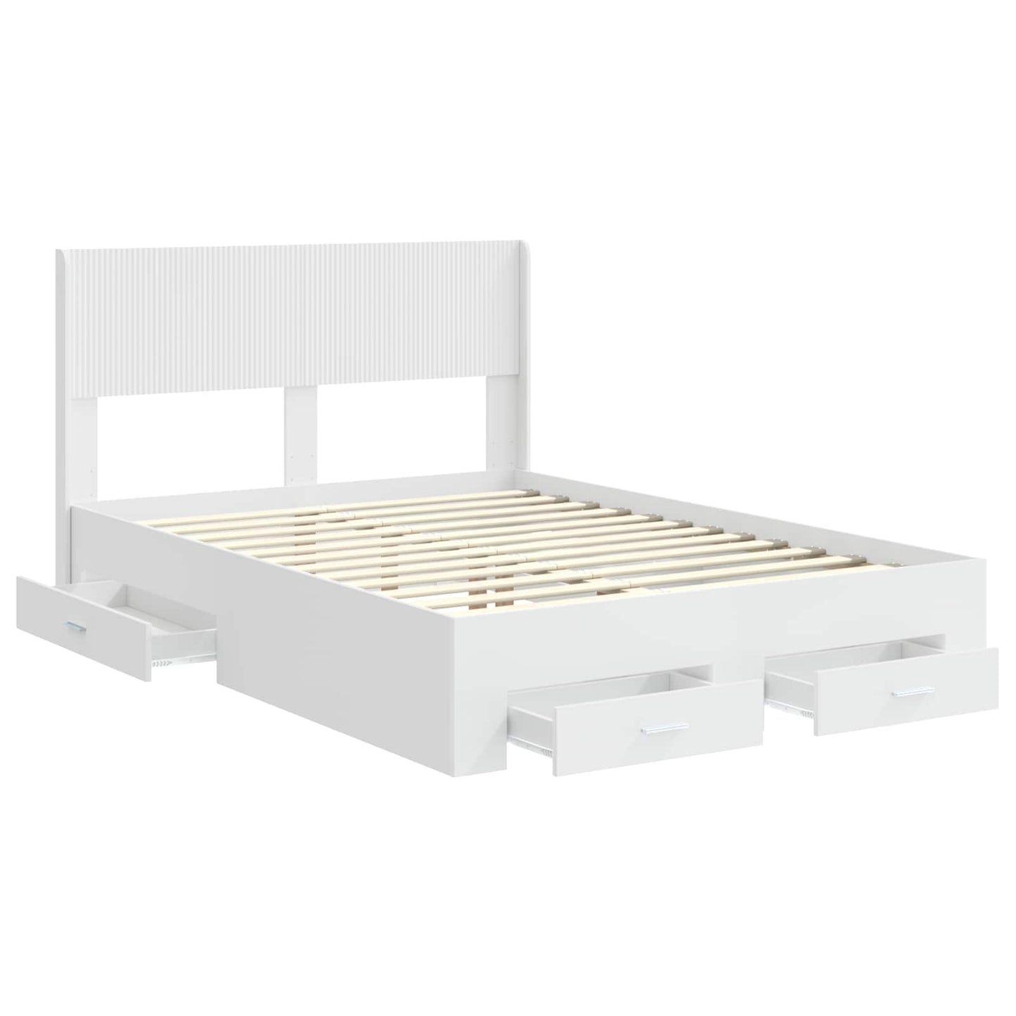 vidaXL Bed Frame with Storage and Headboard White Engineered Wood 5